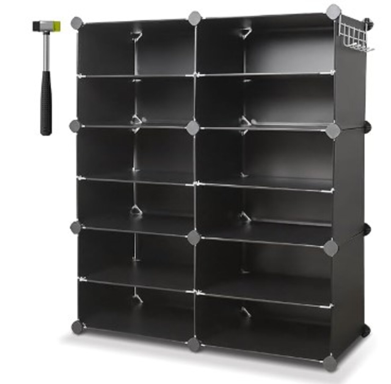 Cubby Shoe Rack,24 Pair Shoe Cubbies,6 Tier Portable Shoe Storage Organizer Cabinet,Plastic Shoe Shelves for Closet,Entryway,Bedroom,Plastic Shoe Shelves for Closet,Entryway,Bedroom,Black
